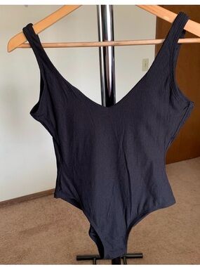 Andie Black Ribbed One Piece Swim Suit